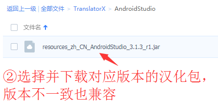 选择并下载对应版本的汉化包