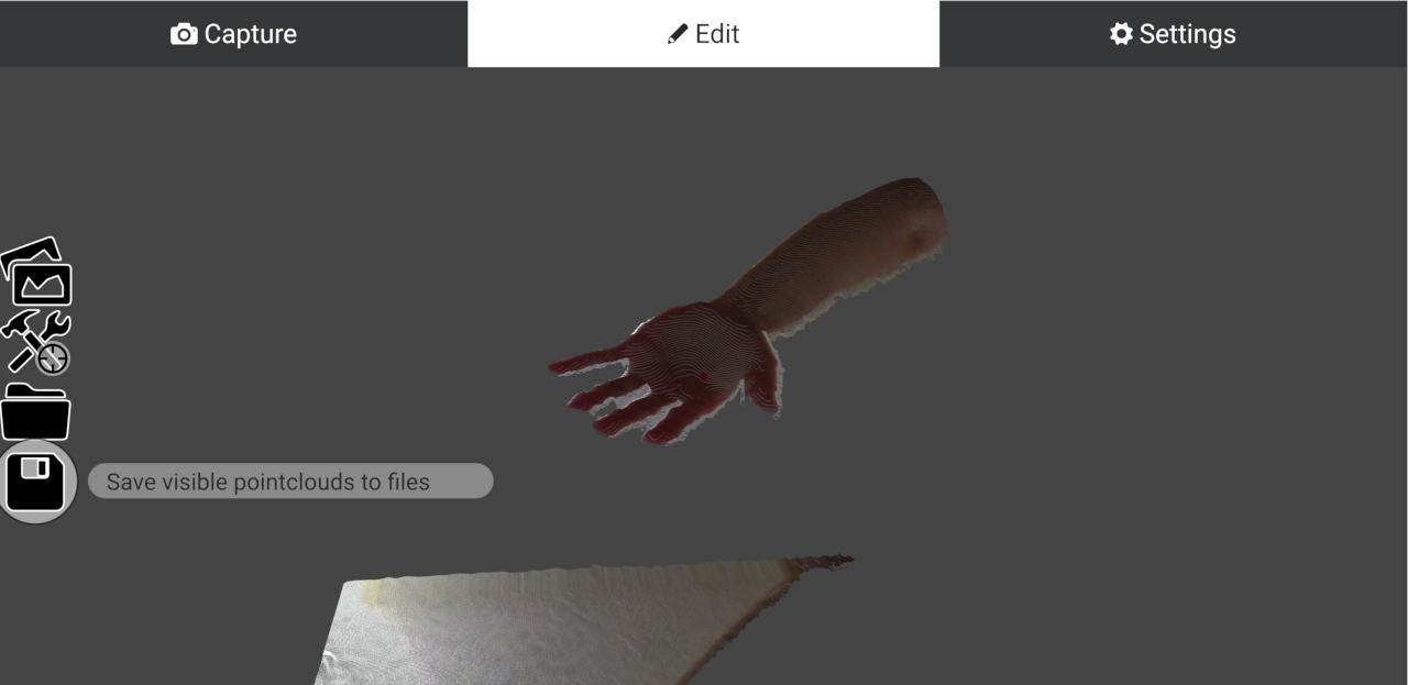 Tap on save pointclouds button